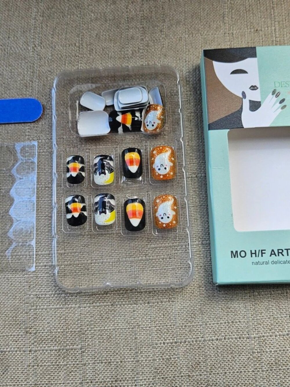 Halloween Nails Cute Cartoon Short Square Round Press-On Nails Ghost Pumpk - Picture 4 of 11